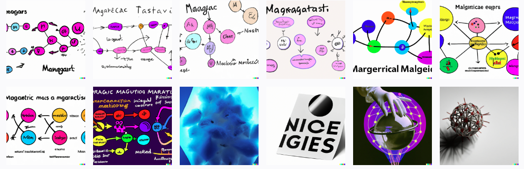 A series of failed experiments where in I ask an AI to make me a diagram to go  with the formula - “A colourful diagram, representing a mathematical formula with icons that represent Magical insights PLUS Marvellous ideas divided by Minimalist implementations minus Minor iterations that equals Measurable impacts.”