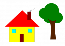 A very basic house and tree, drawn with Inkscape